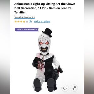 NWT Animatronic Light-Up Sitting Art the Clown Doll Decoration!
